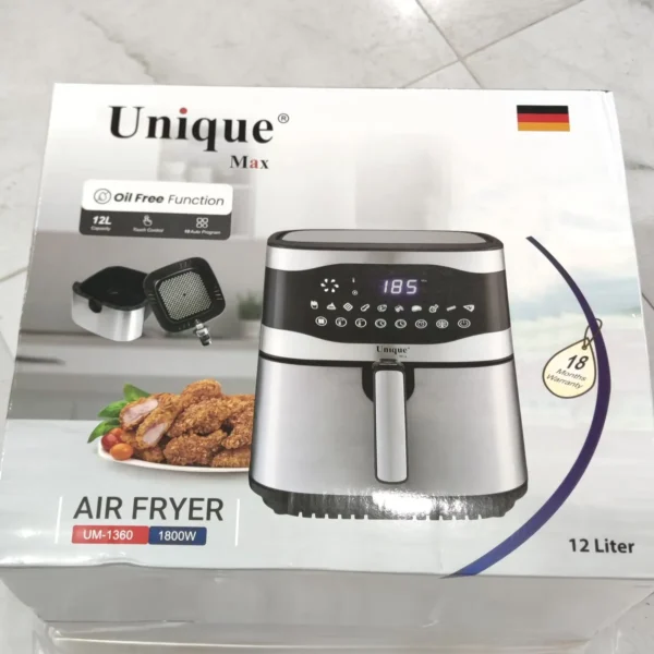 سرخکن بدون روغن 12 لیتری یونیک مکس سبد دار داخل استیل UM1360