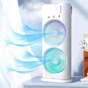 پنکه مه پاش دو فن بخور سرد چرخشی مدل DOUBLE-ENDED SPRAY FAN XL607