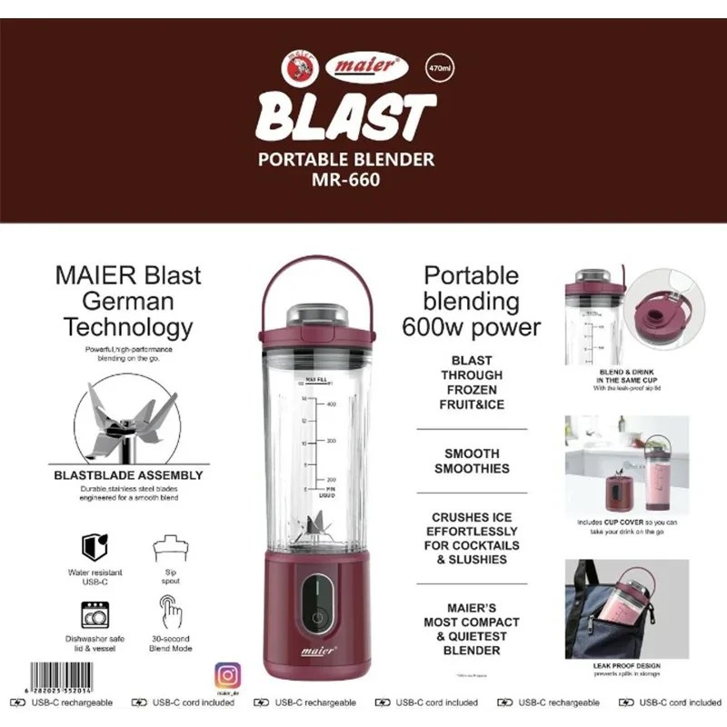 شیکر شارژی مایر MR660 | خرید شیکر پروتئین و اسموتی