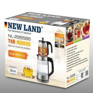 چای‌ساز نیولند NL-2955 | خرید چای ساز استیل و شیشه‌ای Newland